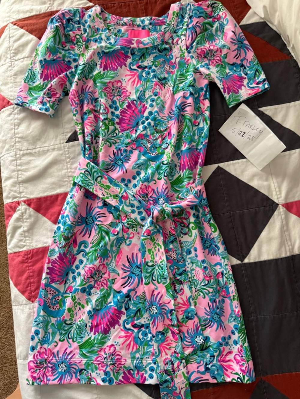 Lilly Pulitzer Pink Floral Belted Dress